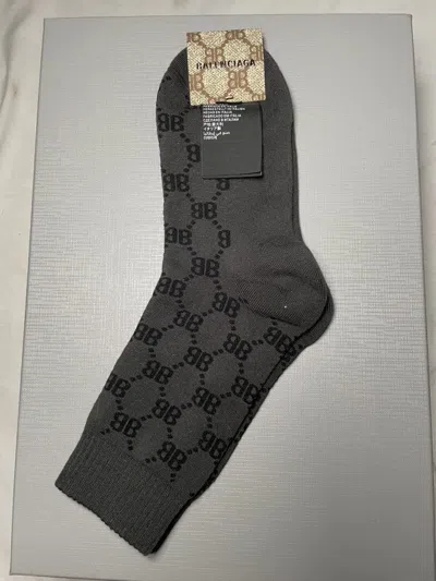 Pre-owned Balenciaga X Gucci Hacker Project Socks In Grey