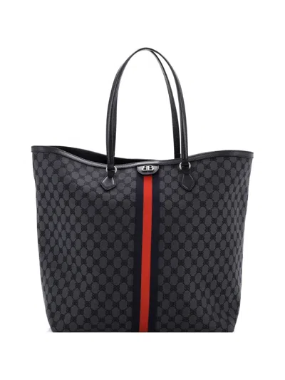 Pre-owned Balenciaga X Gucci The Hacker Project Bb Canvas Large Tote Bag In Black
