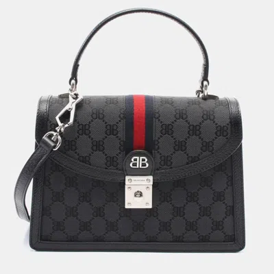 Pre-owned Balenciaga X Gucci The Hacker Project Small Handbag Canvas Leather Black