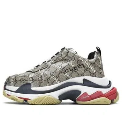 Balenciaga X Gucci The Hacker Project Triple S 'beige Navy Red' In Gray