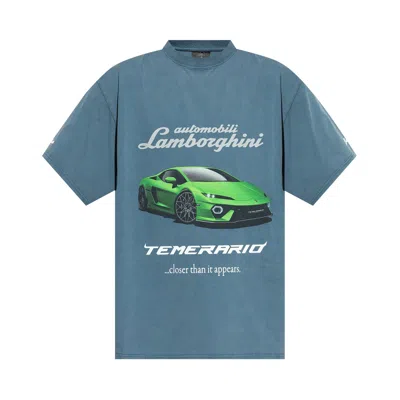 Pre-owned Balenciaga X Lamborghini Oversized T-shirt 'dark Blue' | Men's Size 1
