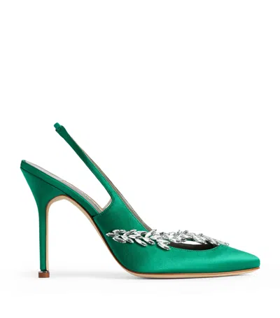 Balenciaga X Manolo Blahnik Embellished Slingback Heels 105 In Green