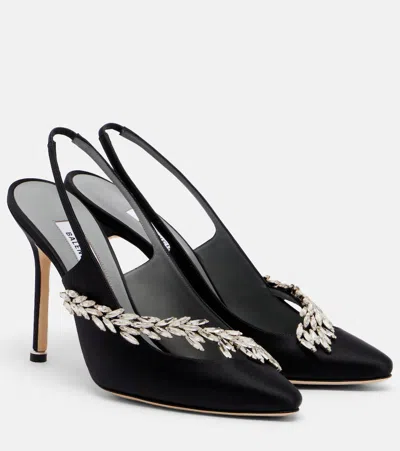 Balenciaga X Manolo Blahnik Embellished Slingback Heels In Black