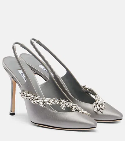 Balenciaga X Manolo Blahnik Satin Slingback Pumps In Gray