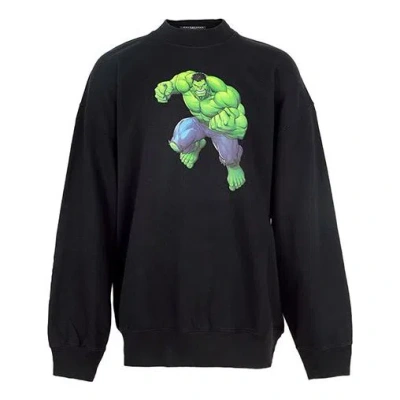 Balenciaga X Marvel Hulk-print Boxy Crewneck Cotton Sweatshirt 'black'