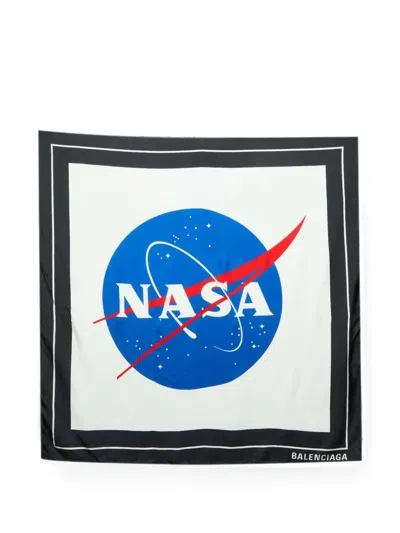 Pre-owned Balenciaga X Nasa Logo-detail Scarf In White