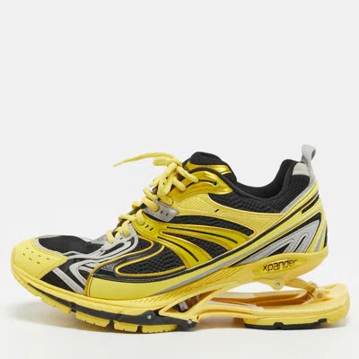 Pre-owned Balenciaga X Pander Size 44 Tricolor Faux Leather And Mesh Lace Up Sneakers In Yellow