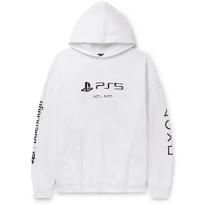 Pre-owned Balenciaga X Ps5 Unisex Oversized Cotton Hoodie Sweatshirt In White