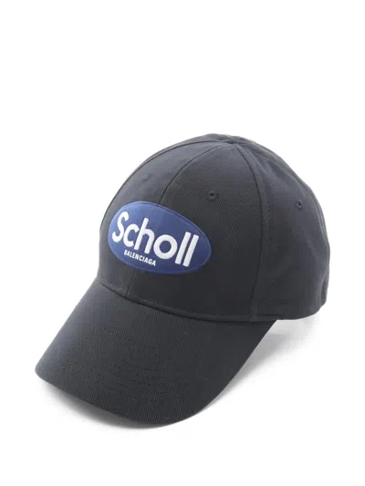 Pre-owned Balenciaga X Scholl 2020s Logo Baseball Cap In Black