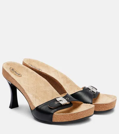 Balenciaga X Scholl 80 Leather Mules In Black
