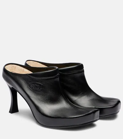 Balenciaga X Scholl 80 Leather Mules In Black