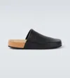 Balenciaga Men Leather Mules With Cork Insole In Black