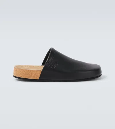 Balenciaga X Scholl Leather Mules In Black