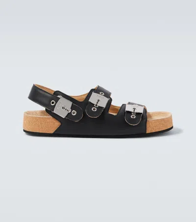 Balenciaga X Scholl Leather Sandals In Black