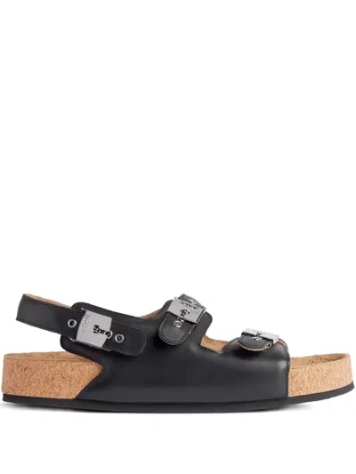 Balenciaga X Scholl Leather Slingback Sandals In Black