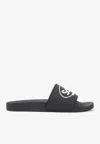 Balenciaga X Scholl Logo Pool Slides In Black