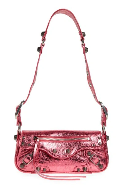 Balenciaga Le Cagole Xs Metallic Leather Shoulder Bag In Pink