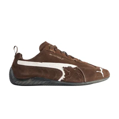 Pre-owned Balenciaga X Speedcat Suede 'brown White' | Men's Size 37