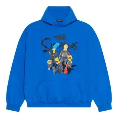 Balenciaga X The Simpsons Cotton Hoodie Wide Fit 'blue'
