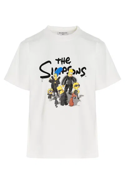 Pre-owned Balenciaga X The Simpsons Womens Small Fit T-shirt In White
