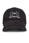 Balenciaga X Under Armour Logo Baseball Cap In Wash Black & White