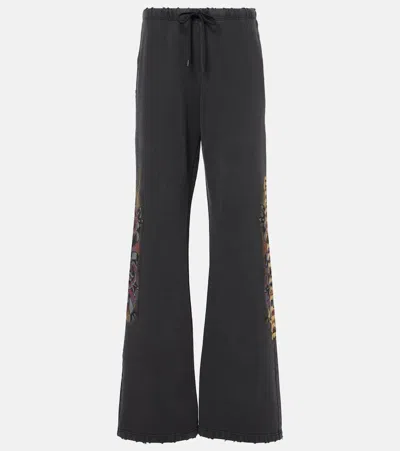 Balenciaga X Under Armour Cotton Fleece Flared Sweatpants In Faded Washed Black