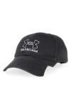 Balenciaga X Under Armour Logo Baseball Cap In Wash Black/white