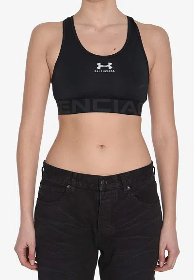 BALENCIAGA X UNDER ARMOUR LOGO PRINT SPORTS BRA