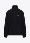 Balenciaga High Collar Zip Pockets Elastic Cuffs Jacket In Black