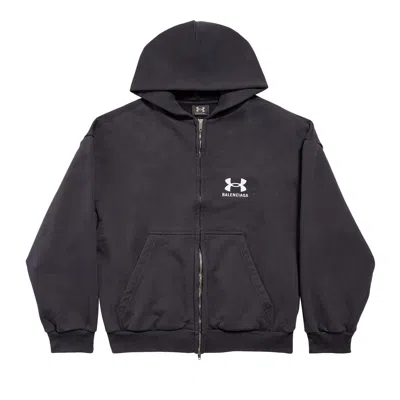 Pre-owned Balenciaga X Under Armour Zip Up Hoodie 'black/white' | Men's Size 3