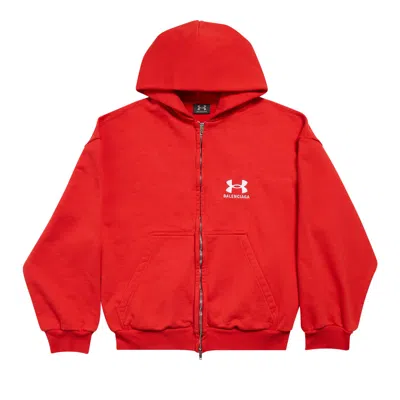 Pre-owned Balenciaga X Under Armour Zip Up Hoodie 'red/white' | Men's Size 2