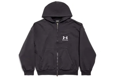 Pre-owned Balenciaga X Under Armour Zip-up Hoodie Regular Fit Black/white