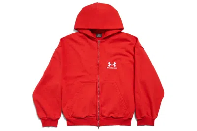 Pre-owned Balenciaga X Under Armour Zip-up Hoodie Regular Fit Red/white