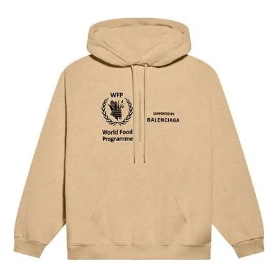 Balenciaga X World Food Programme Medium Fit Hoodie 'beige' In Brown