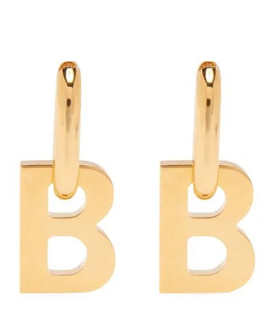 Balenciaga Xl B Chain Drop Earrings In Gold