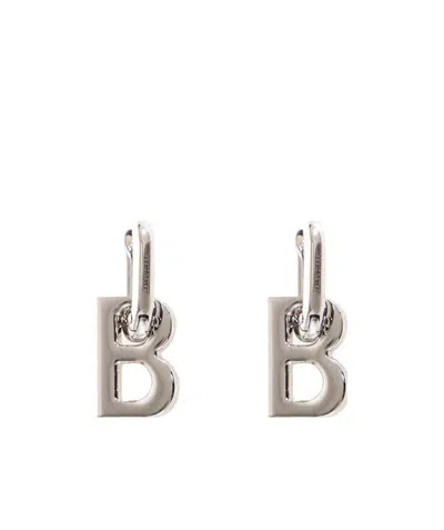 Balenciaga Orecchini B Chain Xl Da Donna In Argento In White