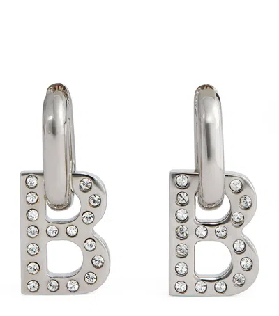 Balenciaga Xs B Chain Drop Earrings In White