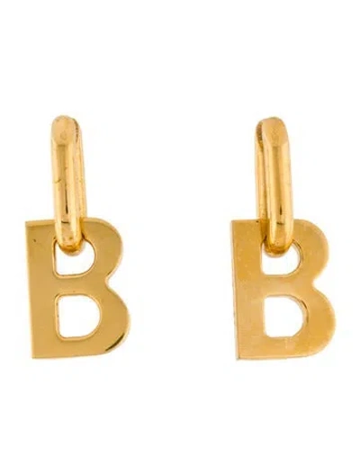 Pre-owned Balenciaga Xs B Chain Drop Hoop Earrings In Multi