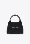 Balenciaga Xs Cabas Canvas And Calfskin Shoulder Bag In Black