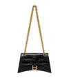 Balenciaga Xs Croc-embossed Leather Crush Shoulder Bag In Black