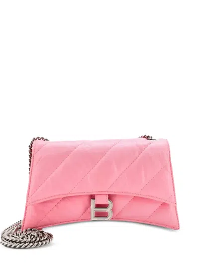 Balenciaga Xs Crush Quilted Flap Shoulder Bag In Pink