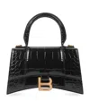 Balenciaga Borsa Hourglass Small Con Lavorazione Coccodrillo Da Donna In Nero In Black