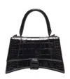 Balenciaga Hourglass Small Glossed Croc-effect Leather Tote In Black