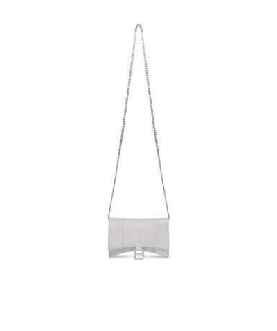 Balenciaga Xs Hourglass Wallet Shoulder Bag In White