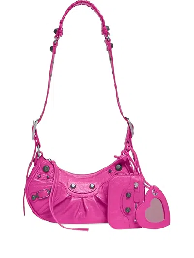 Balenciaga Xs Le Cagole Braided-strap Heart-shaped Shoulder Bag In Pink