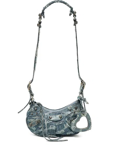 Pre-owned Balenciaga Xs Le Cagole Monogram Shoulder Bag In Blue