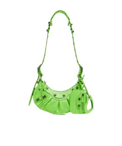 Balenciaga Women's Le Cagole Xs Shoulder Bag Crocodile Embossed  In Green