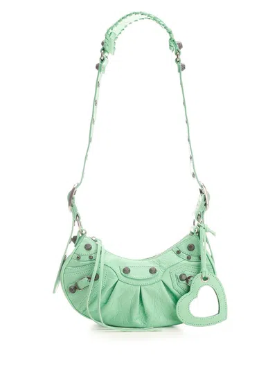 Balenciaga Le Cagole Xs Leather Shoulder Bag In Mint Green