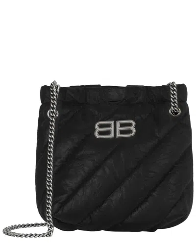 Balenciaga Xs Quilted Crush Leather Tote In Black