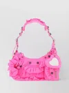 Balenciaga Xs Shoulder Bag With Flounces And Metal Studs In Pink